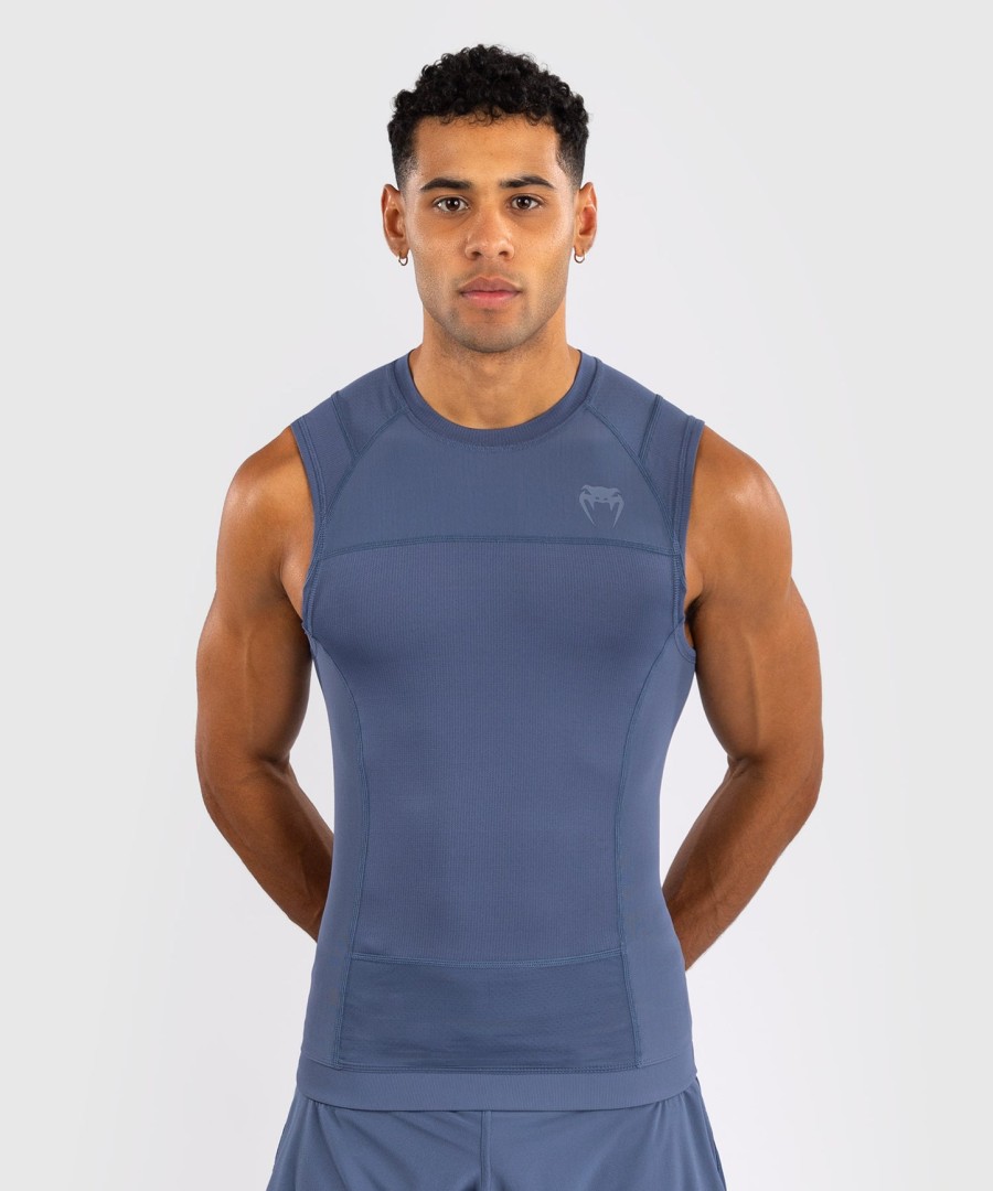 pánský rashguard venum g-fit air bez rukávů - mlhavě modrý