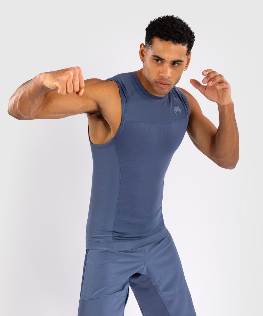 pánský rashguard venum g-fit air bez rukávů - mlhavě modrý
