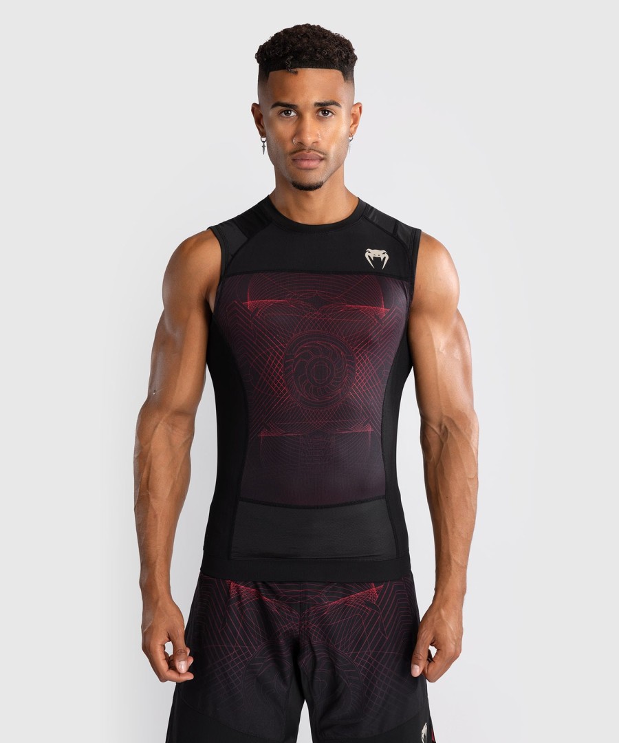 pánský rashguard venum g-fit air bez rukávů - tmavě černýohnivé červený
