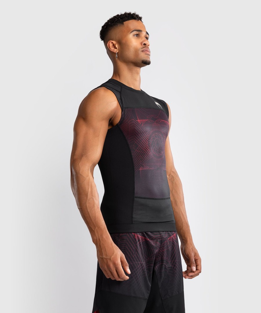 pánský rashguard venum g-fit air bez rukávů - tmavě černýohnivé červený