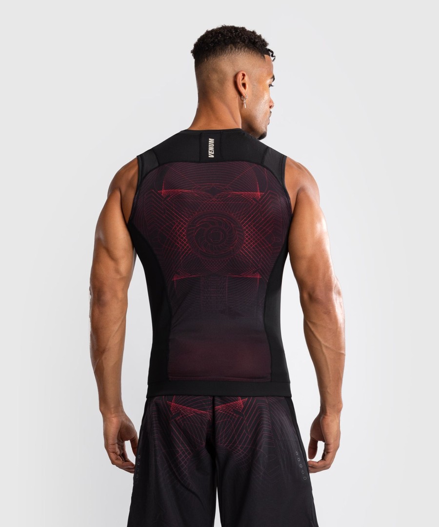pánský rashguard venum g-fit air bez rukávů - tmavě černýohnivé červený