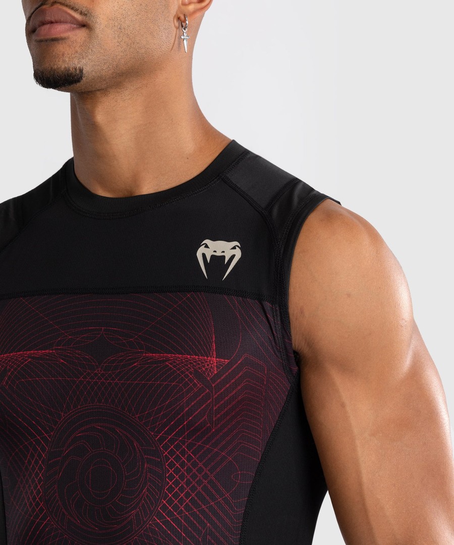 pánský rashguard venum g-fit air bez rukávů - tmavě černýohnivé červený