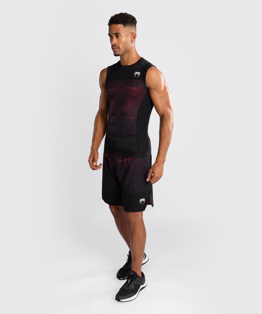 pánský rashguard venum g-fit air bez rukávů - tmavě černýohnivé červený