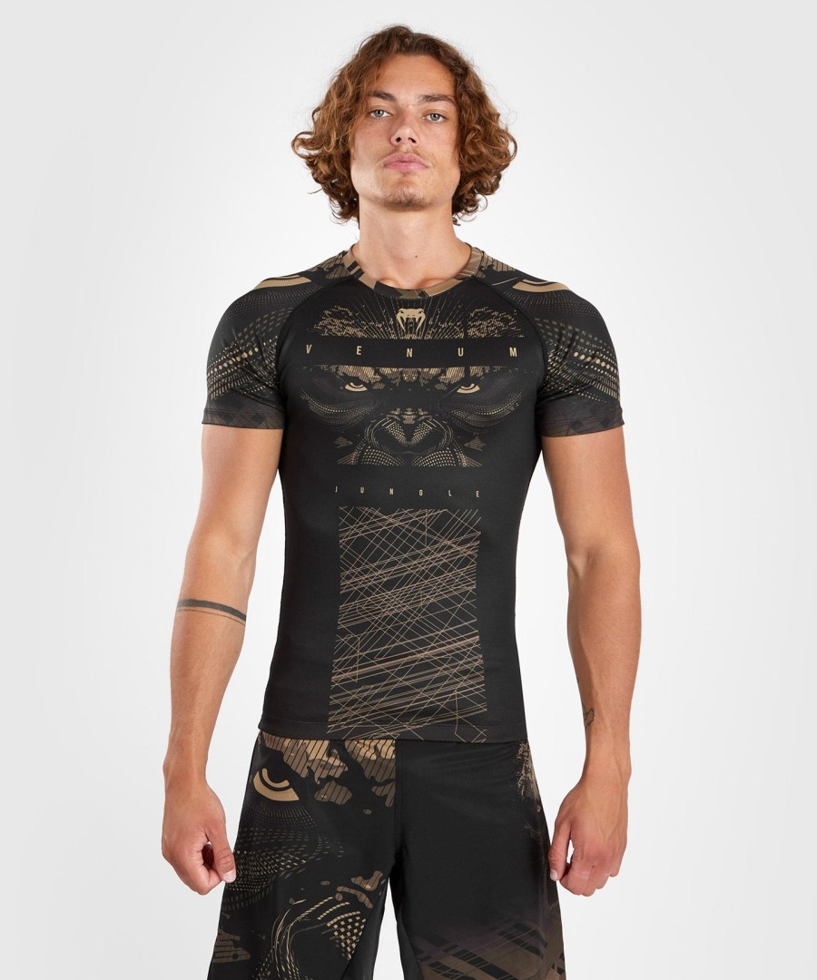 rashguard s krátkým rukávem venum gorilla jungle - černýpískový