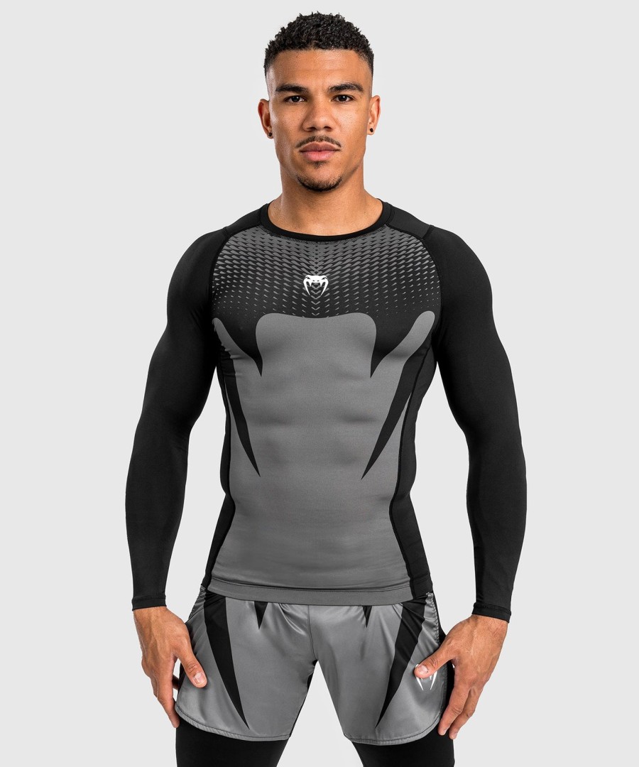 pánský rashguard s dlouhým rukávem venum attack - černo-šedý