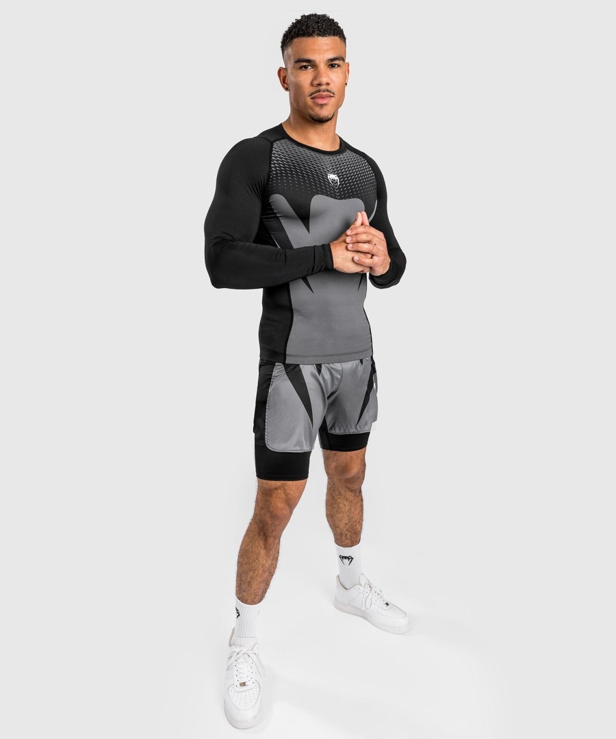 pánský rashguard s dlouhým rukávem venum attack - černo-šedý