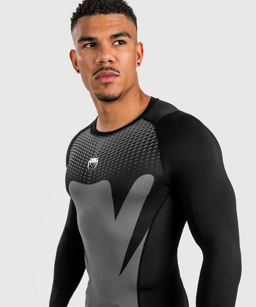 pánský rashguard s dlouhým rukávem venum attack - černo-šedý