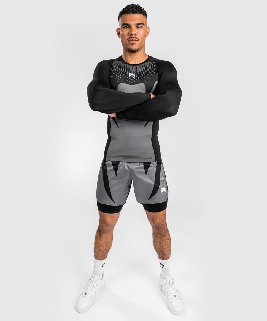 pánský rashguard s dlouhým rukávem venum attack - černo-šedý