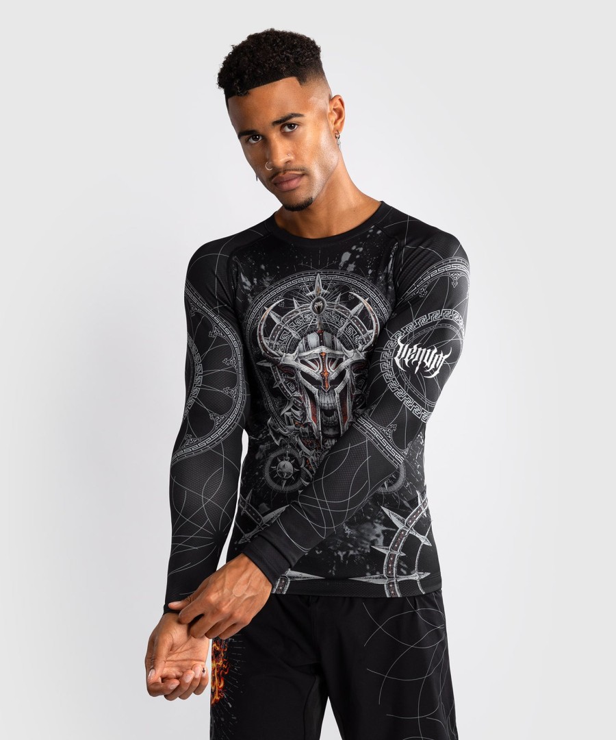 pánský rashguard s dlouhým rukávem venum gladiator 5.0 - černo-stříbrný