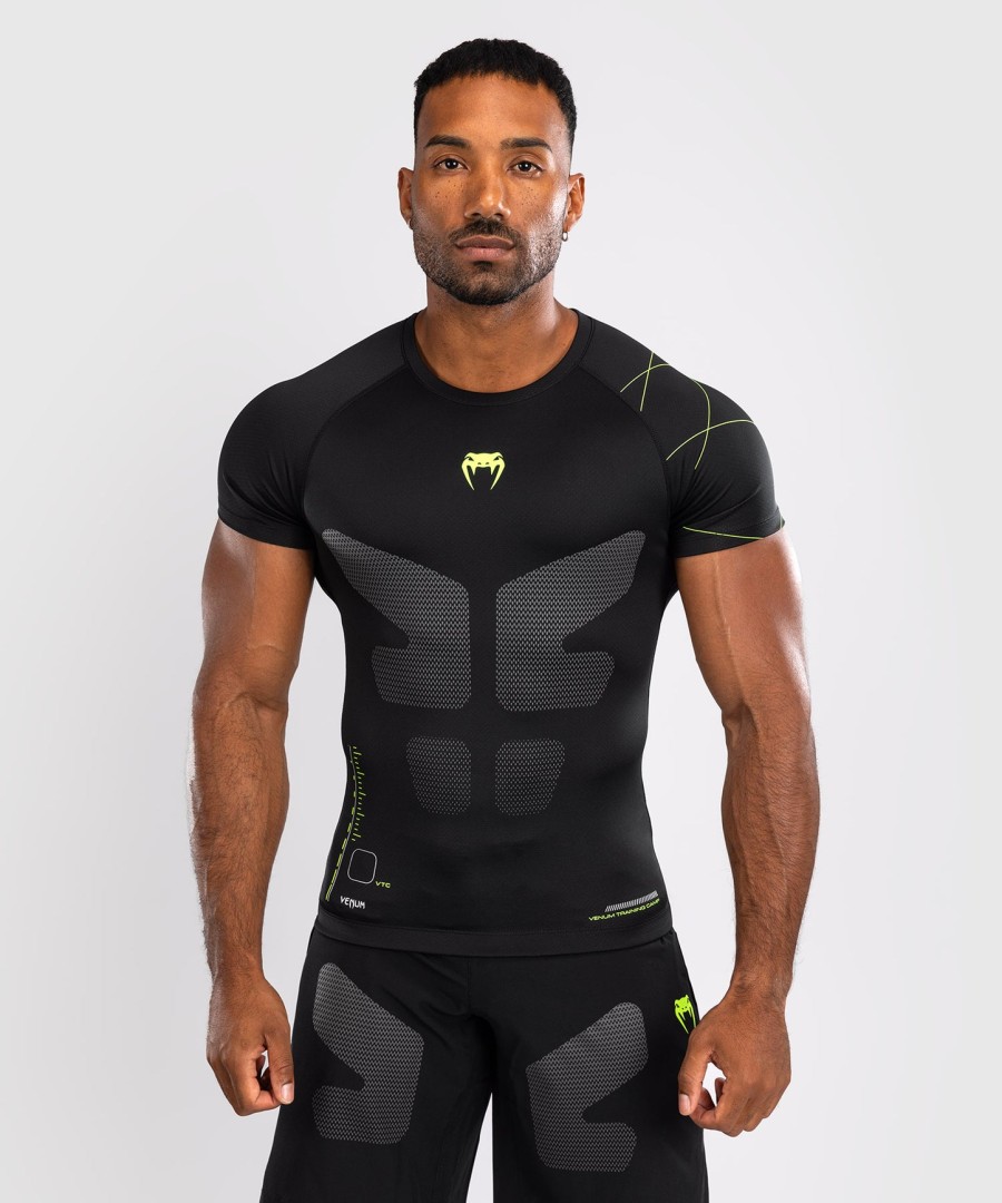 rashguard s krátkým rukávem venum training camp 4.0 - černýneonově zelený