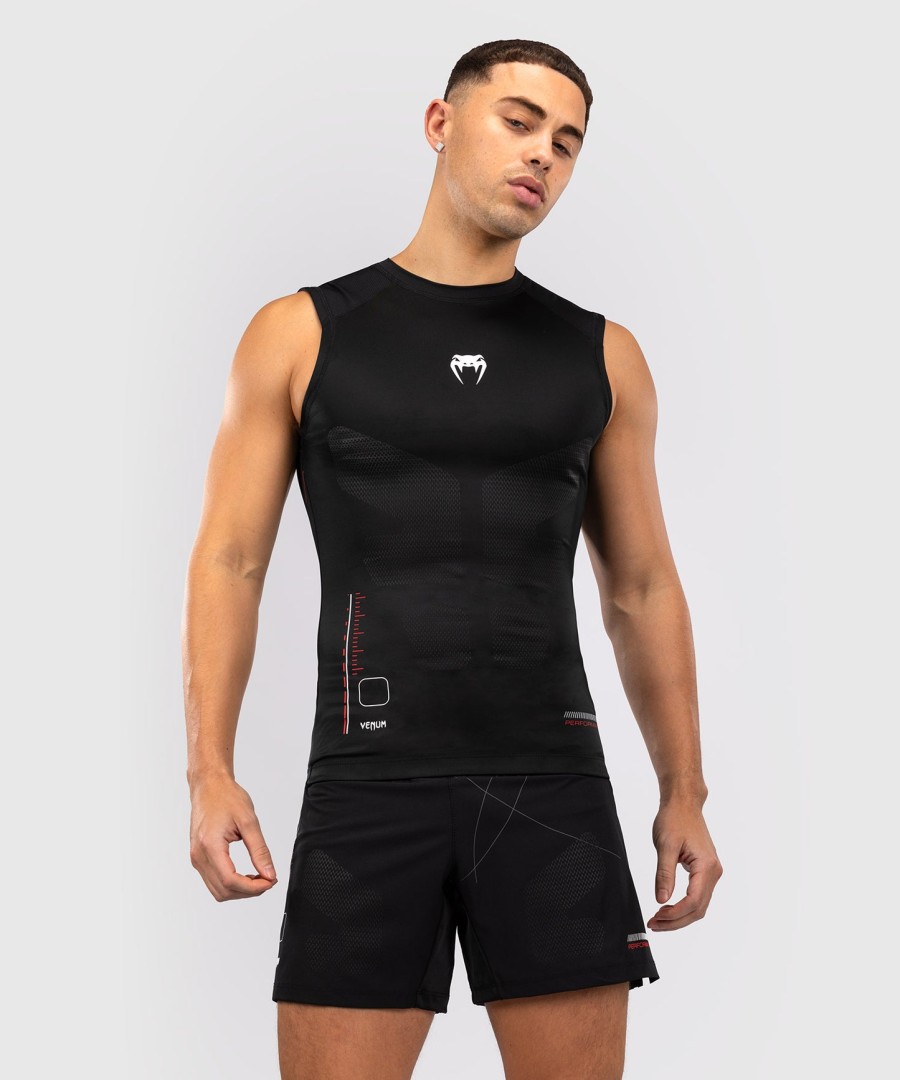 rashguard venum tactical xt bez rukávů - černýohnivé červené