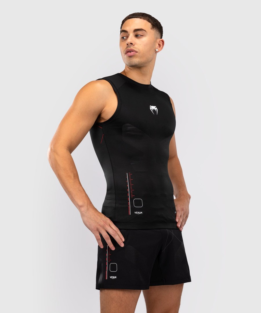rashguard venum tactical xt bez rukávů - černýohnivé červené