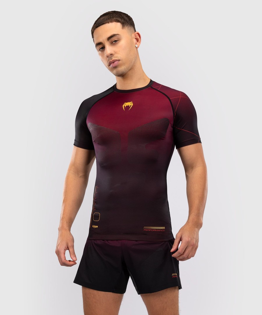 rashguard venum tactical xt s krátkým rukávem - černývínovýzlatý