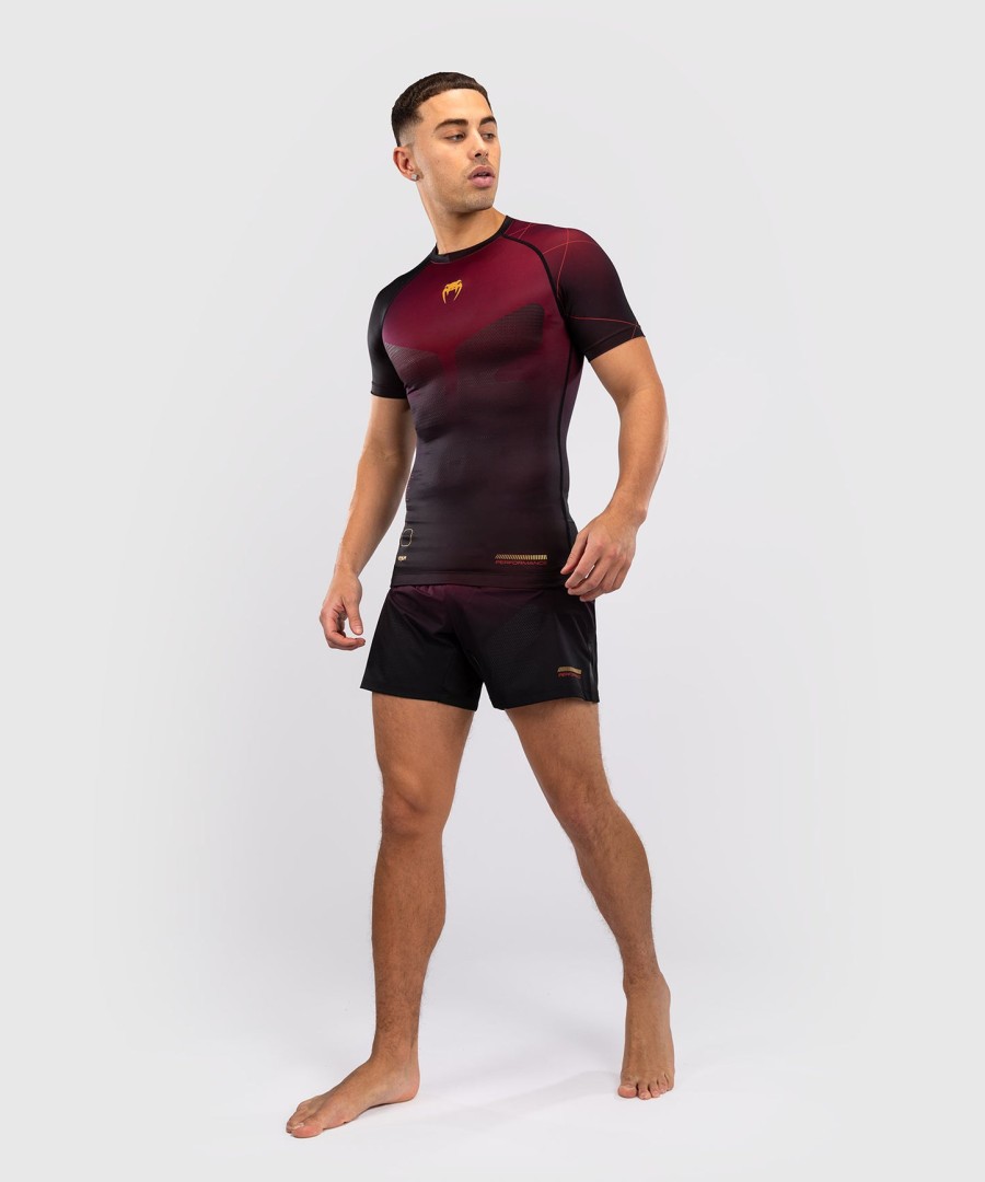 rashguard venum tactical xt s krátkým rukávem - černývínovýzlatý