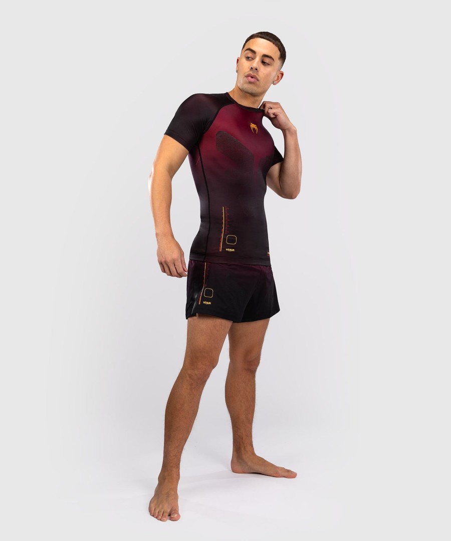 rashguard venum tactical xt s krátkým rukávem - černývínovýzlatý