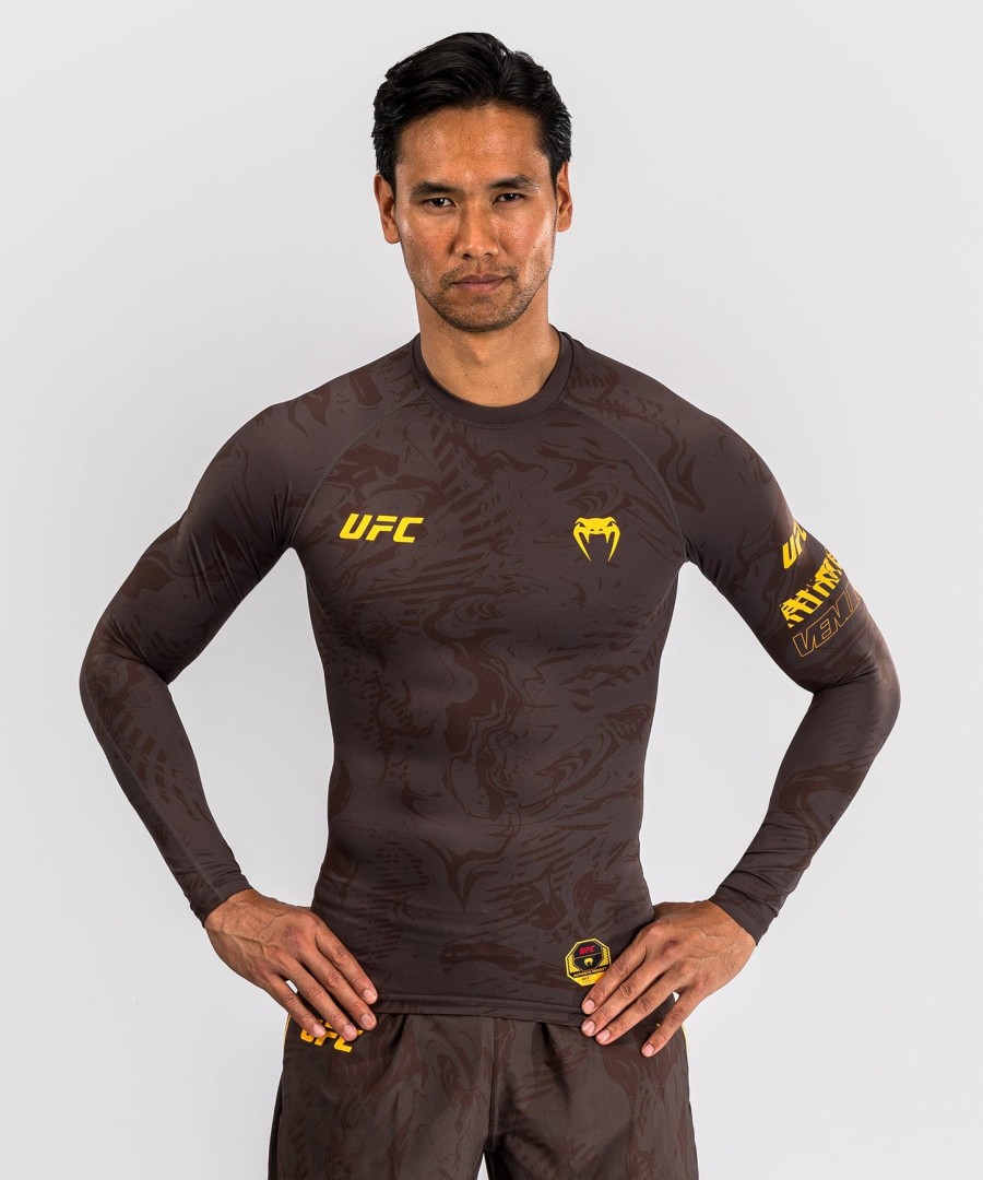 pánský rashguard s dlouhým rukávem ufc fusion by venum fight week performance - earthen brown