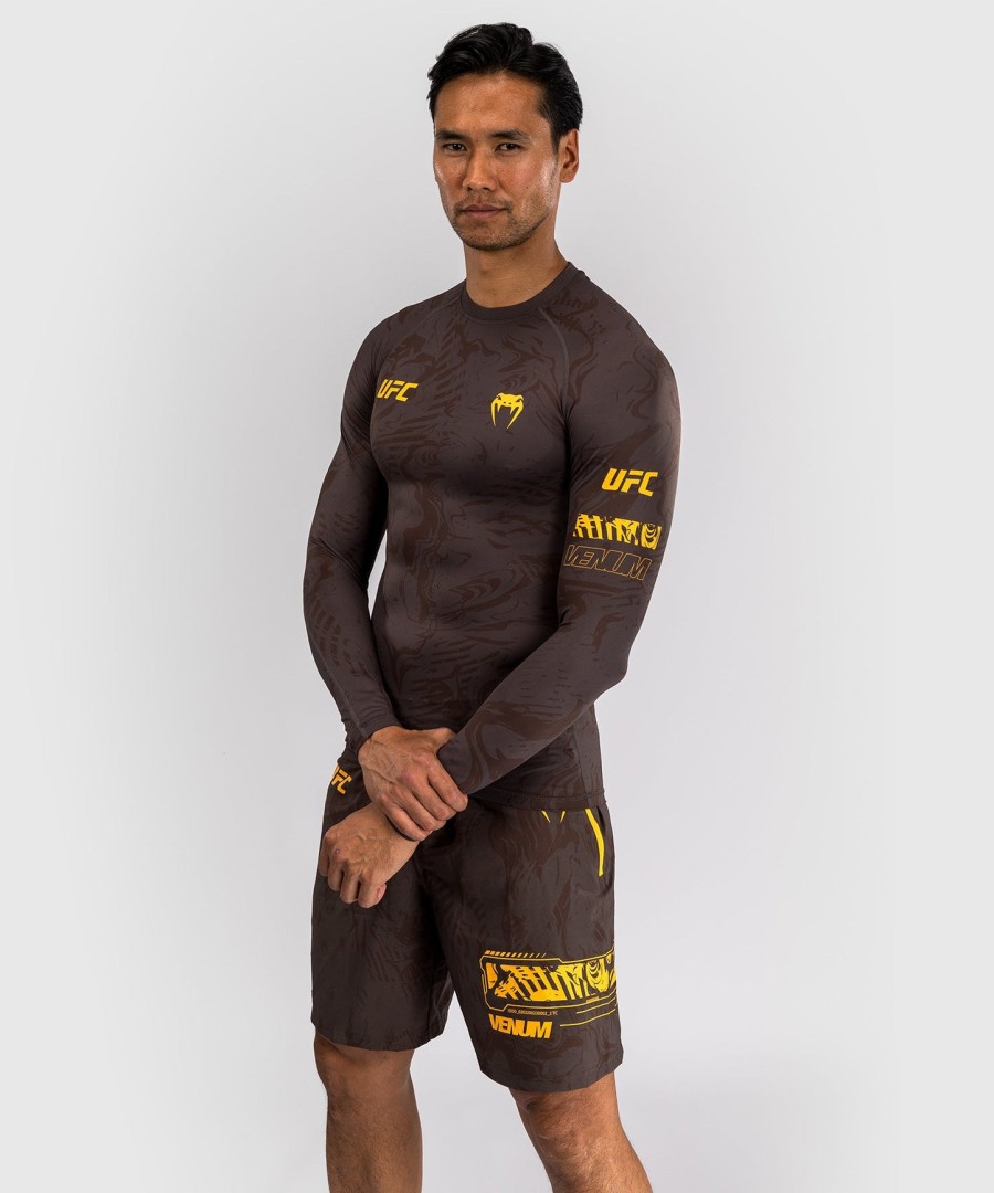 pánský rashguard s dlouhým rukávem ufc fusion by venum fight week performance - earthen brown