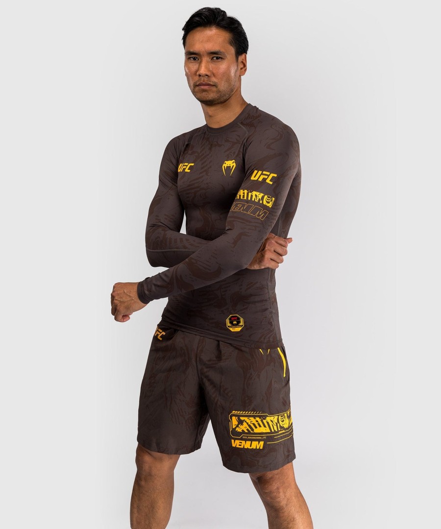 pánský rashguard s dlouhým rukávem ufc fusion by venum fight week performance - earthen brown