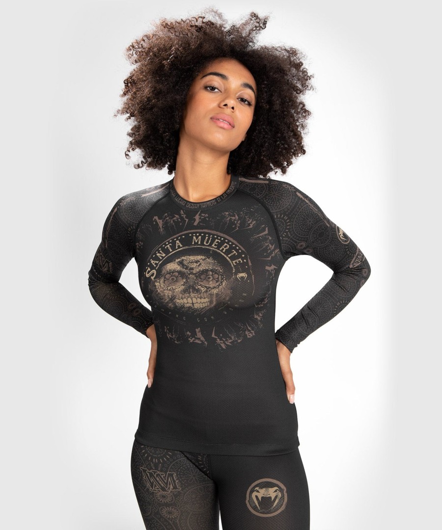 venum women santa muerte dark side - rashguard s dlouhým rukávem - černo-hnědý