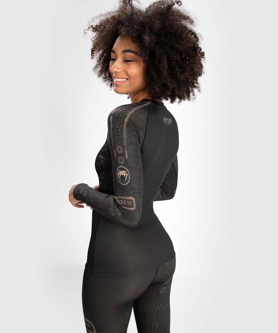 venum women santa muerte dark side - rashguard s dlouhým rukávem - černo-hnědý