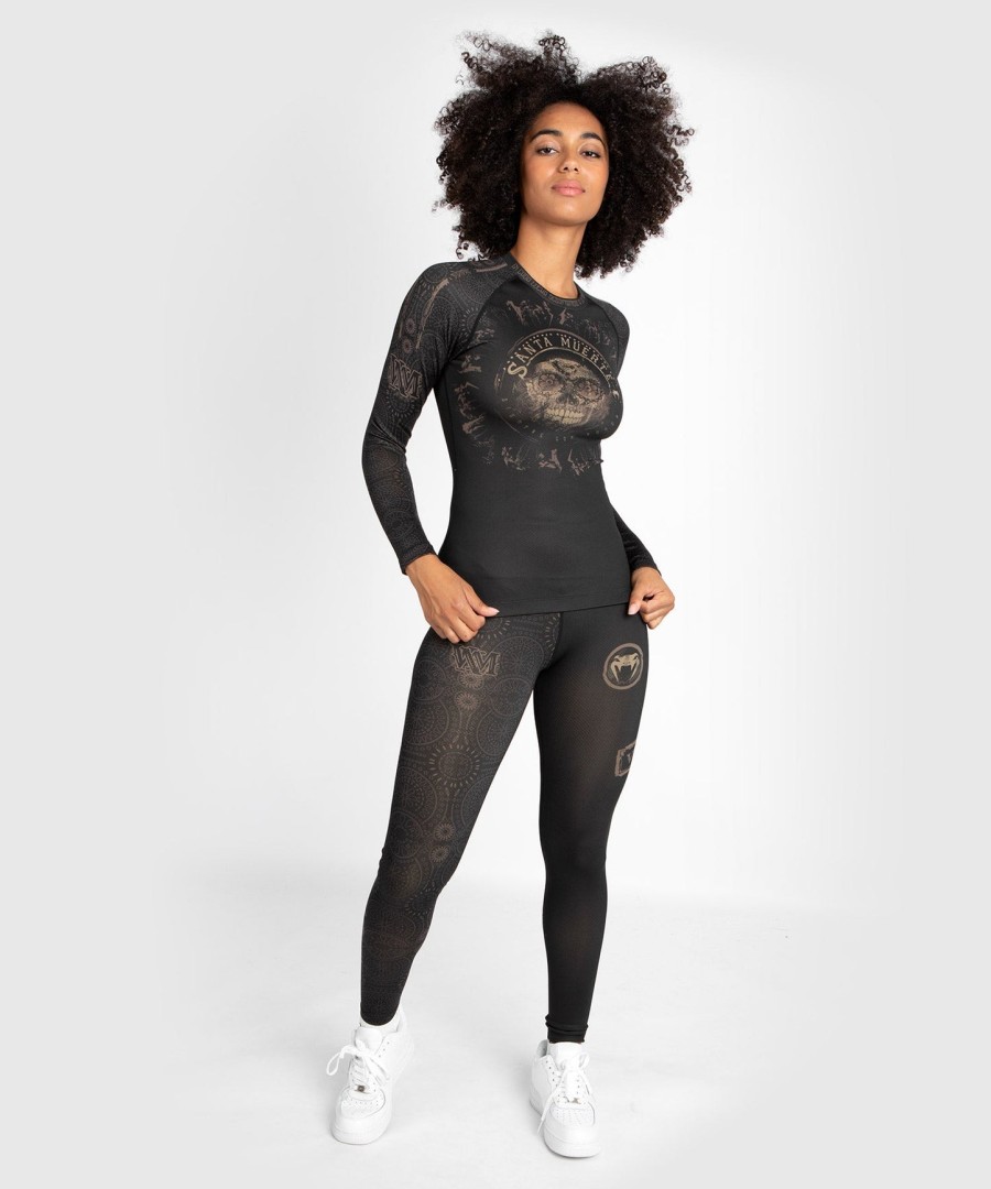 venum women santa muerte dark side - rashguard s dlouhým rukávem - černo-hnědý