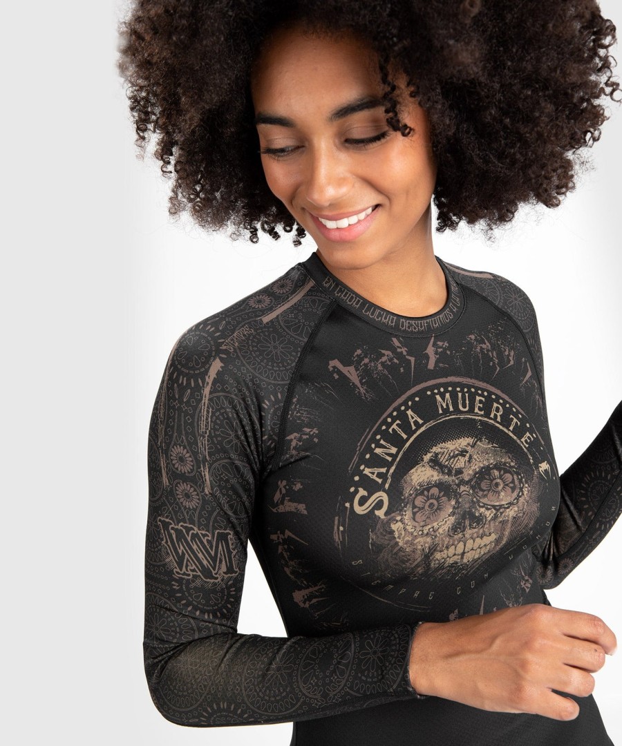 venum women santa muerte dark side - rashguard s dlouhým rukávem - černo-hnědý