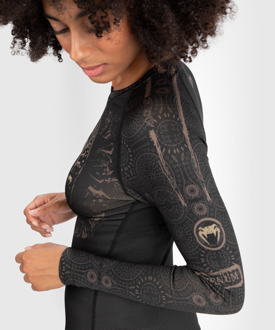 venum women santa muerte dark side - rashguard s dlouhým rukávem - černo-hnědý