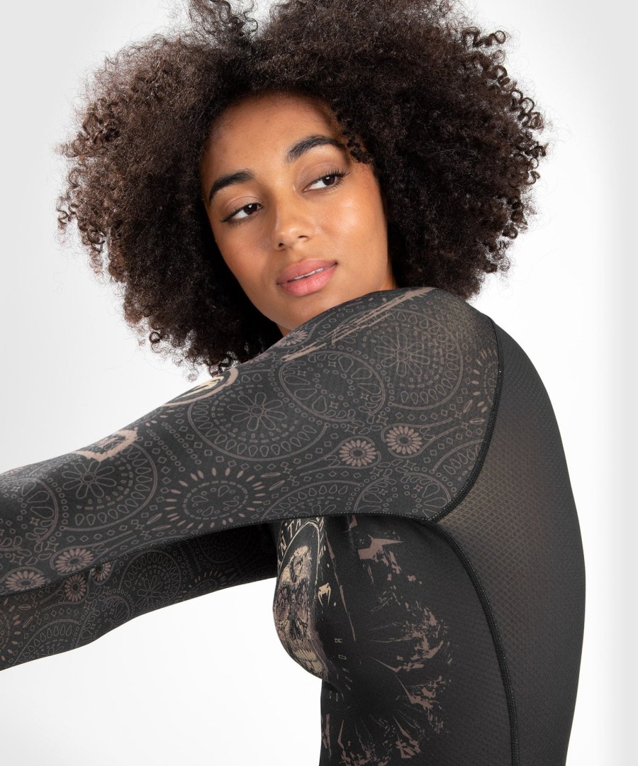 venum women santa muerte dark side - rashguard s dlouhým rukávem - černo-hnědý