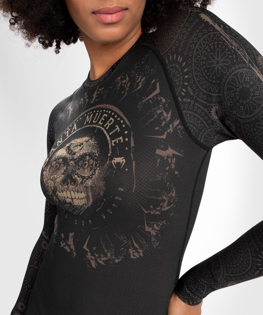 venum women santa muerte dark side - rashguard s dlouhým rukávem - černo-hnědý
