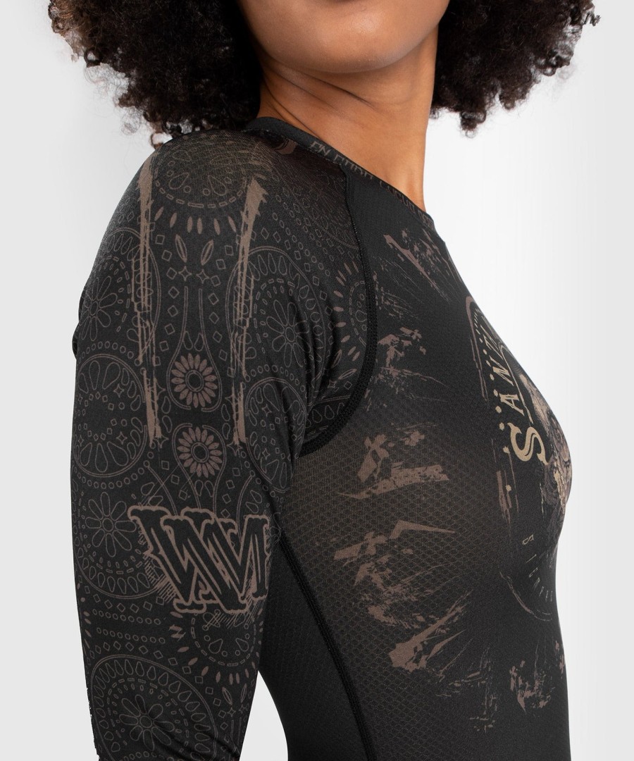 venum women santa muerte dark side - rashguard s dlouhým rukávem - černo-hnědý