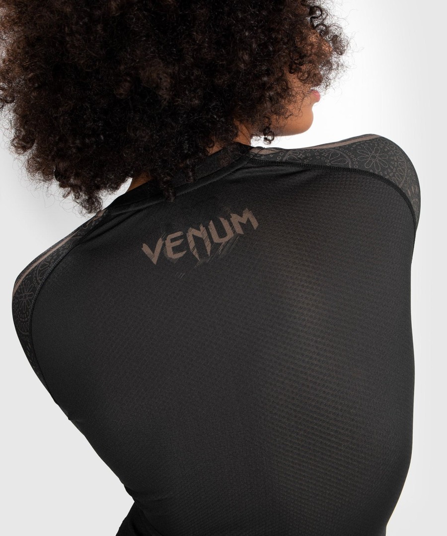 venum women santa muerte dark side - rashguard s dlouhým rukávem - černo-hnědý