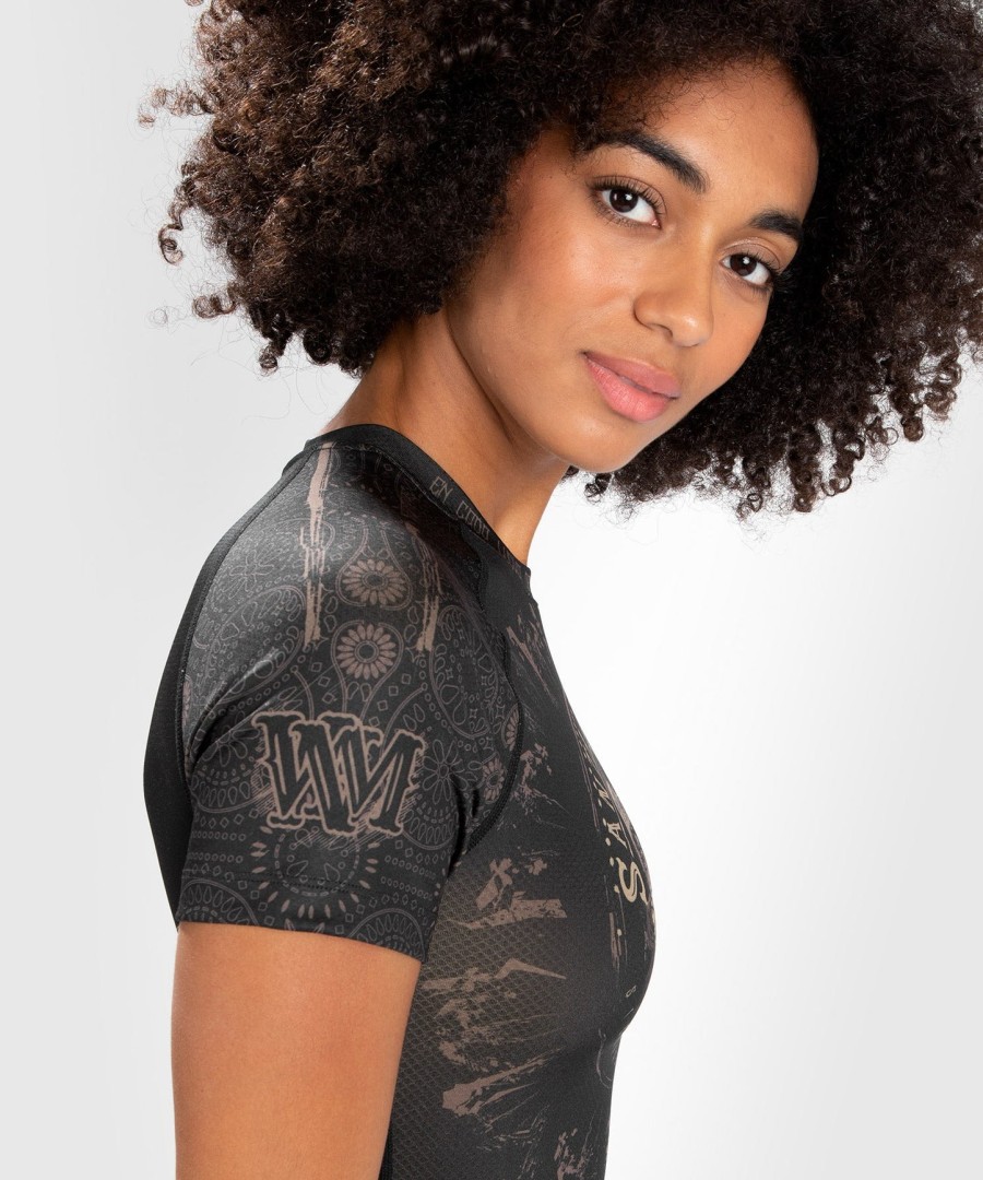venum women santa muerte dark side - rashguard s krátkým rukávem - černo-hnědý