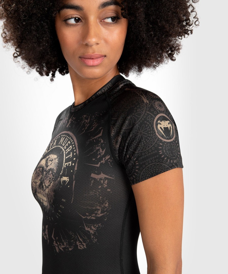 venum women santa muerte dark side - rashguard s krátkým rukávem - černo-hnědý