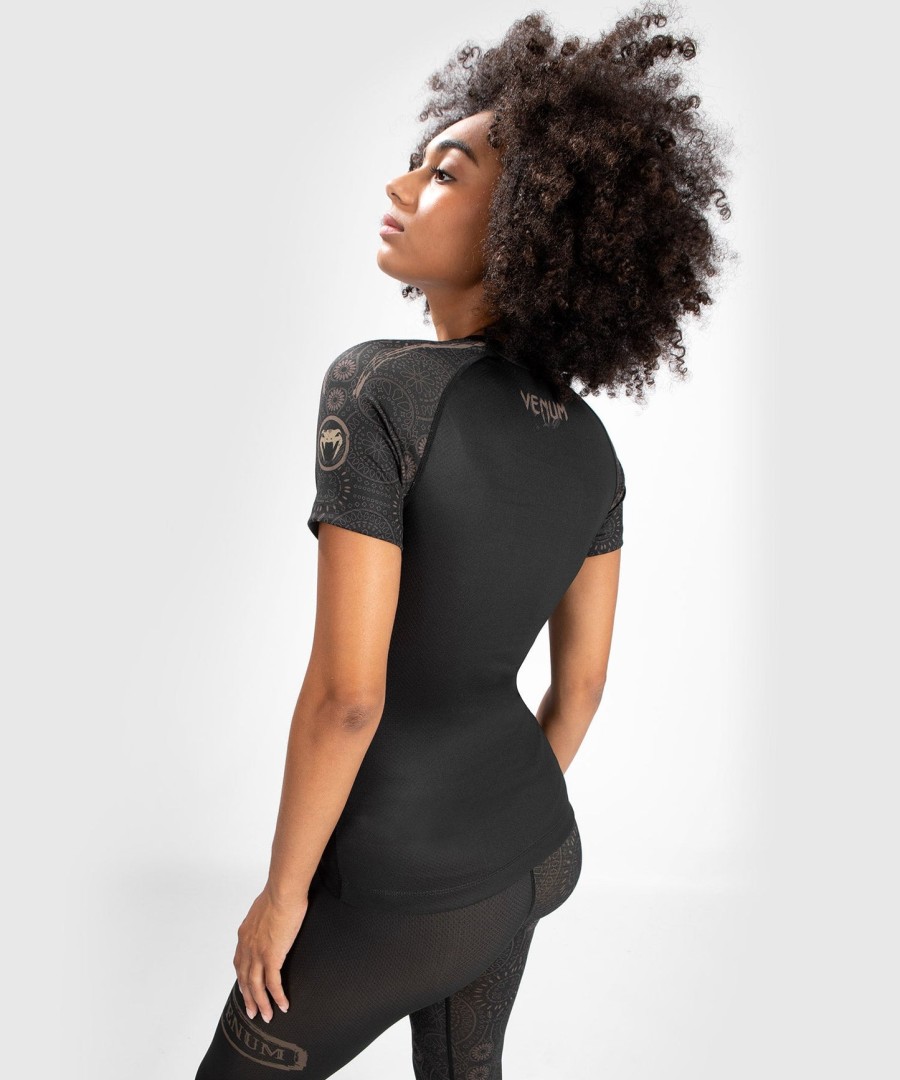 venum women santa muerte dark side - rashguard s krátkým rukávem - černo-hnědý
