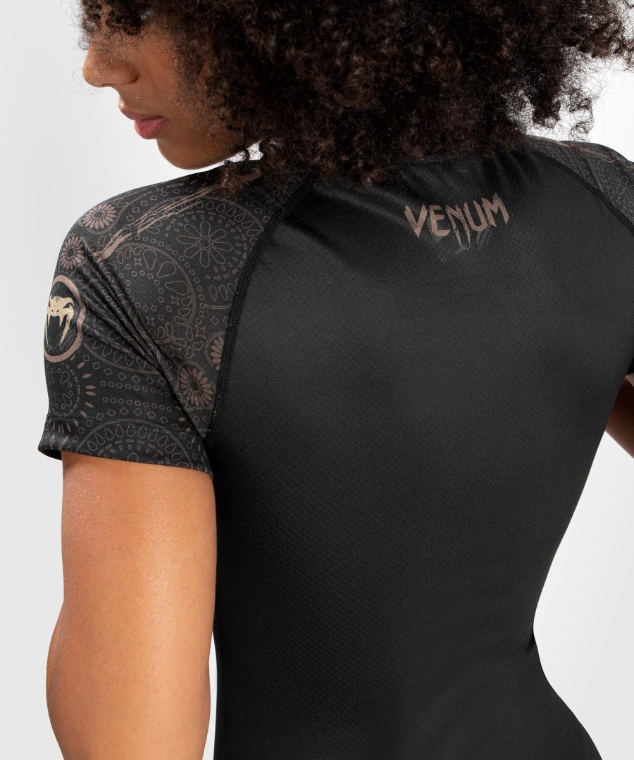 venum women santa muerte dark side - rashguard s krátkým rukávem - černo-hnědý