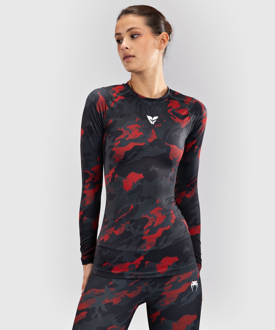 dámský rashguard s dlouhým rukávem venum x sophia rose - urban red camo
