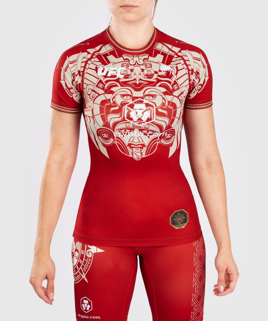 dámský rashguard noche ufc by venum authentic fight night performance s krátkým rukávem - červený
