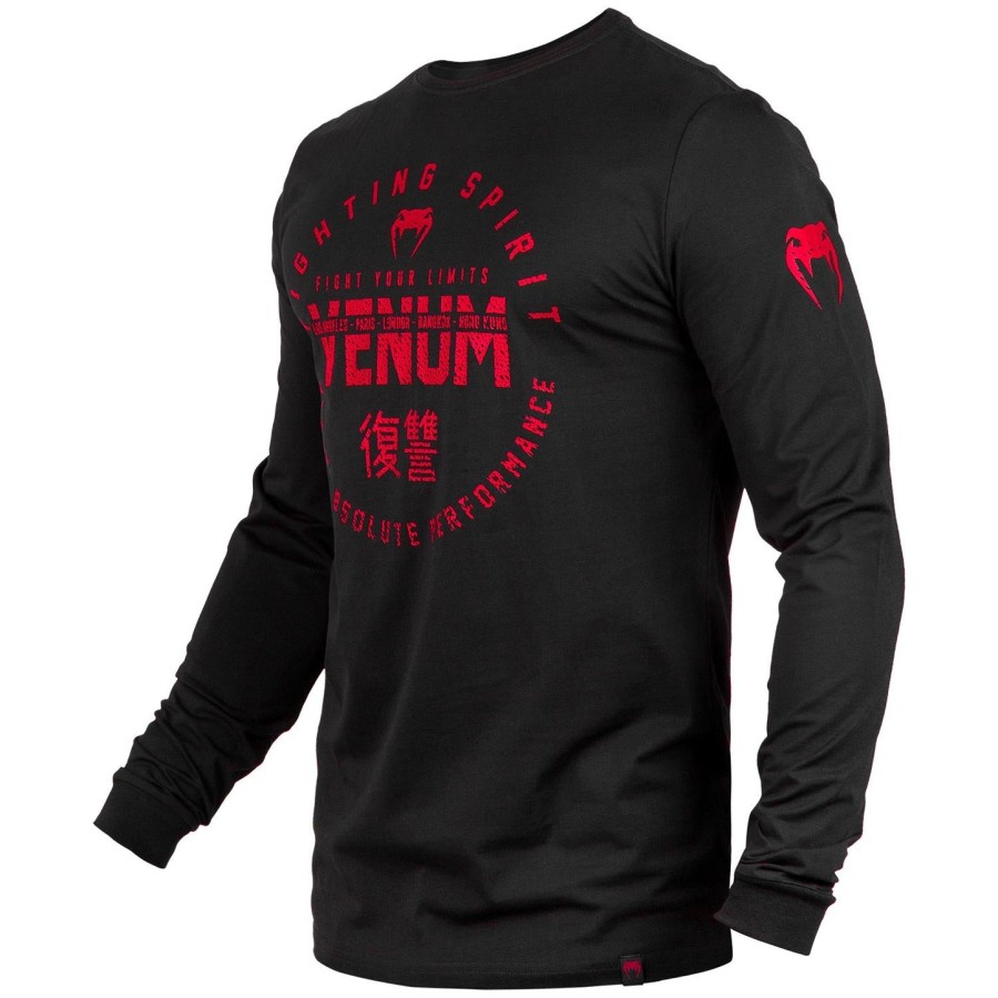 tričko venum signature - s dlouhým rukávem - černéčervené