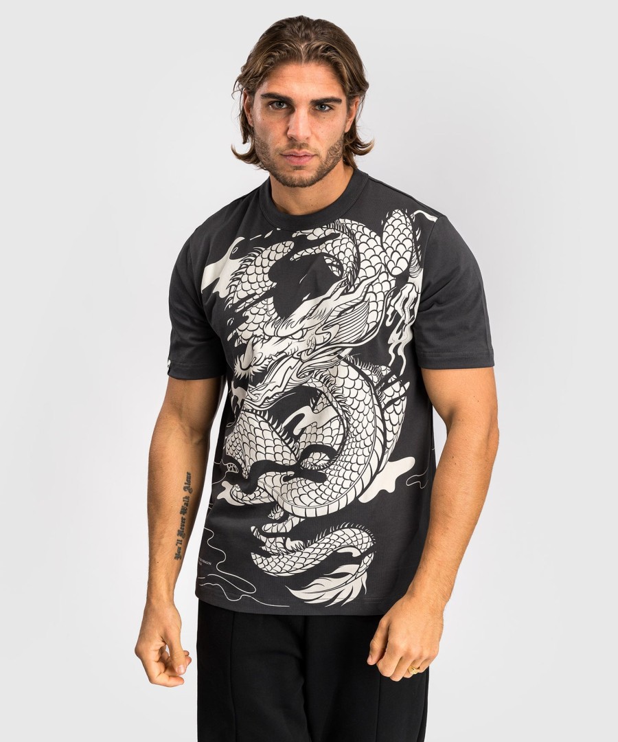 pánské tričko venum dragon flight - charcoal greycream white