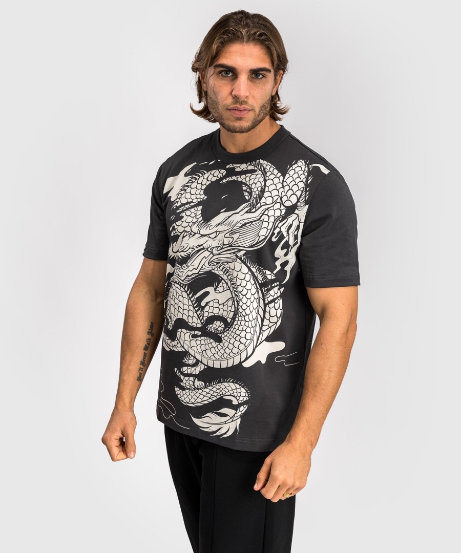 pánské tričko venum dragon flight - charcoal greycream white