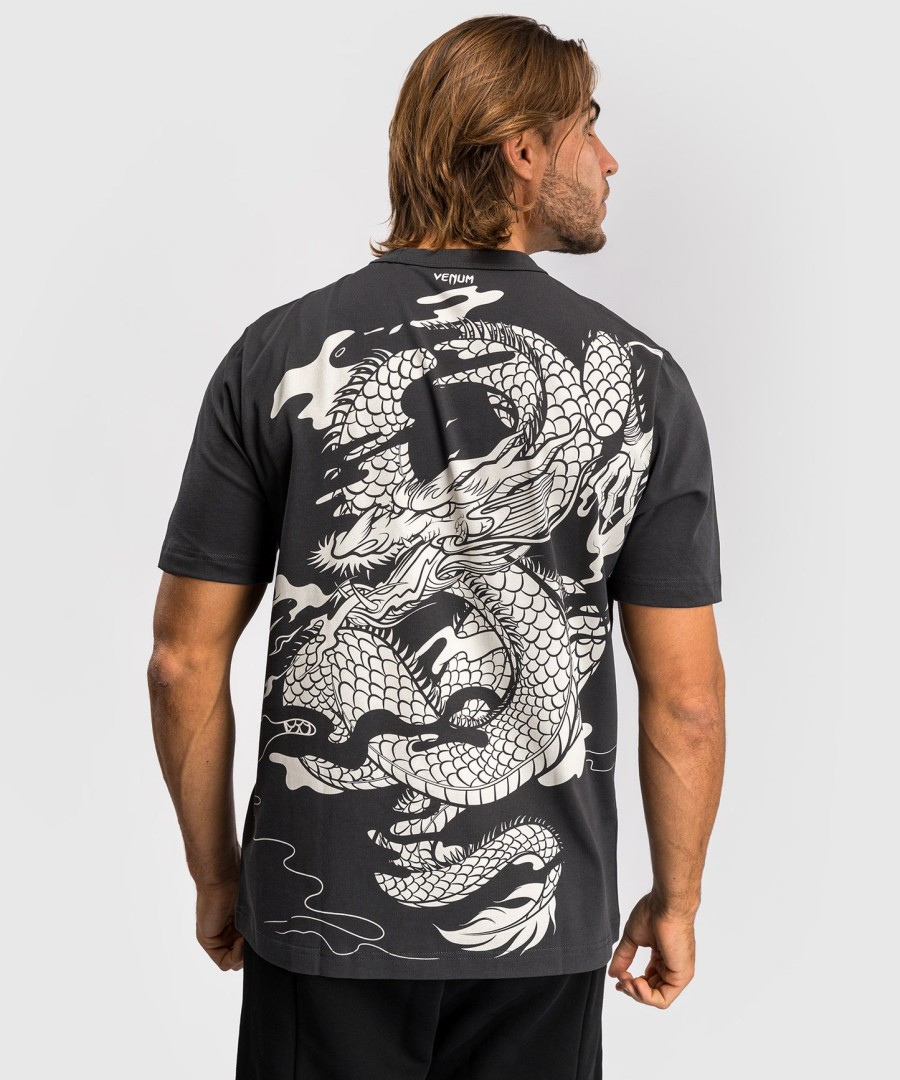 pánské tričko venum dragon flight - charcoal greycream white