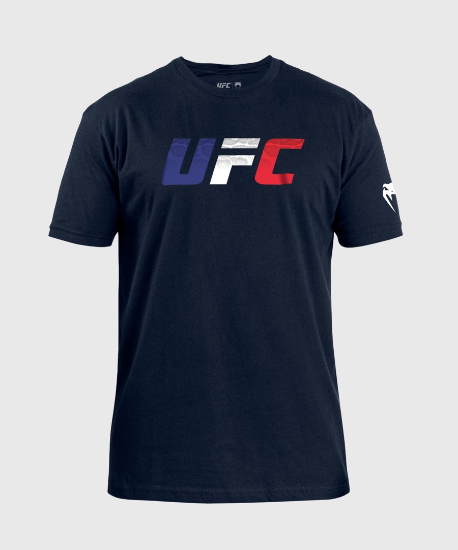 pánské tričko ufc unrival by venum v tmavě modré barvě s francouzskou vlajkou