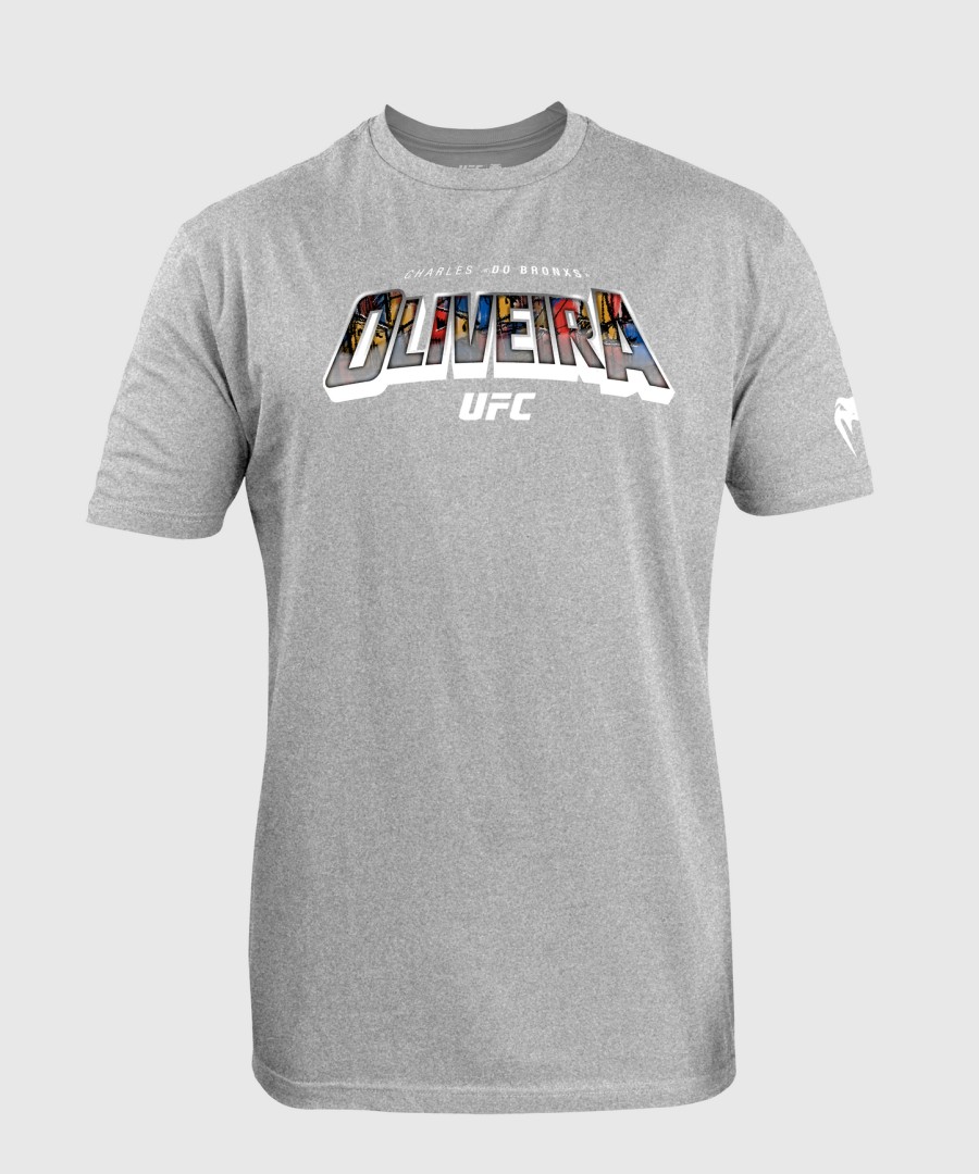 pánské tričko ufc unrival by venum charles oliveira heather grey