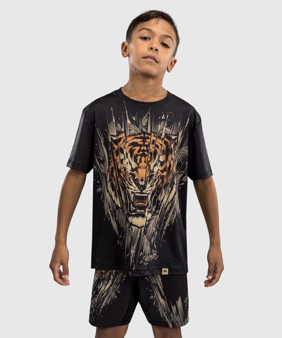 dětské tričko venum tiger dry tech - černéneonově oranžové