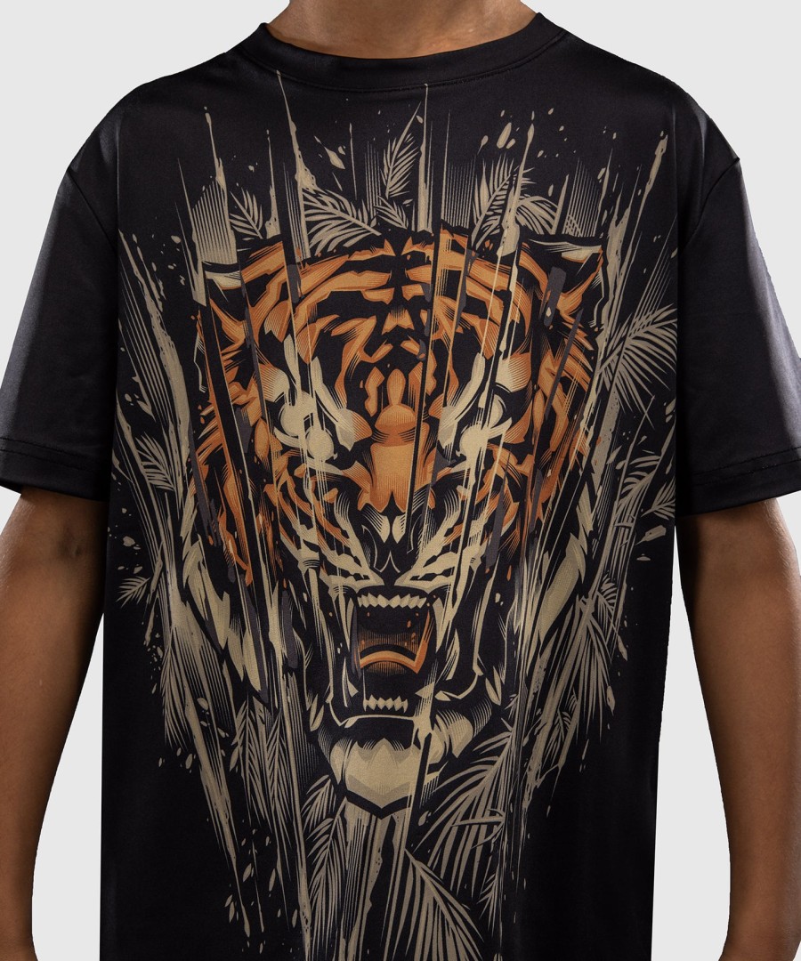 dětské tričko venum tiger dry tech - černéneonově oranžové