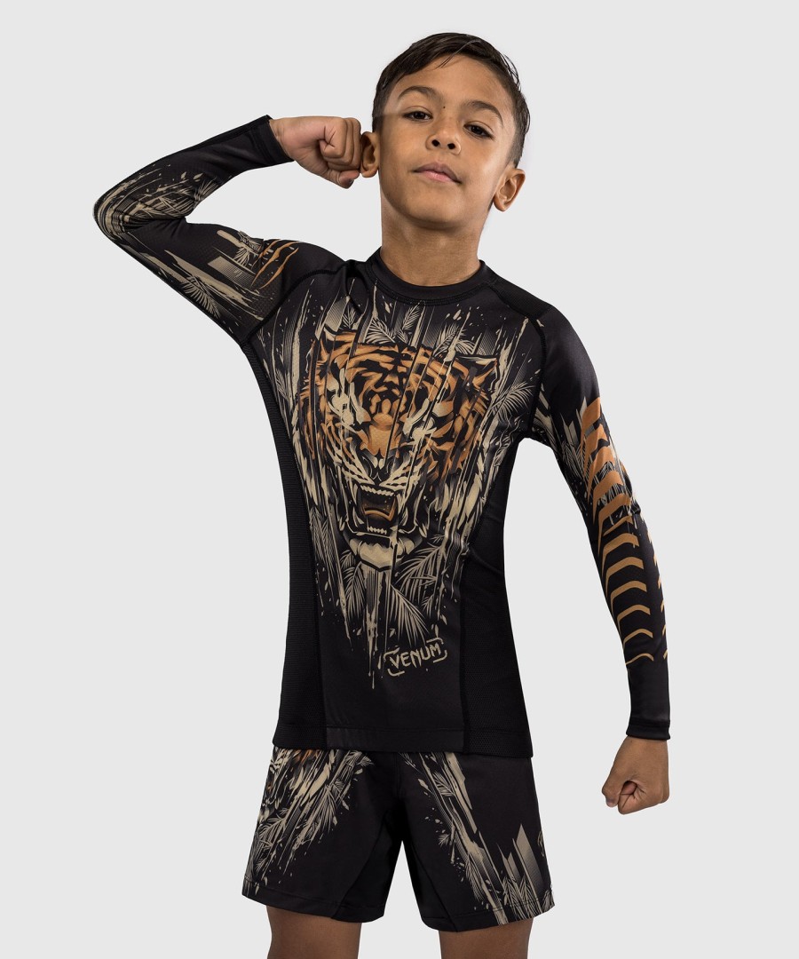 dětský rashguard s dlouhým rukávem venum tiger - černo-neonově oranžový