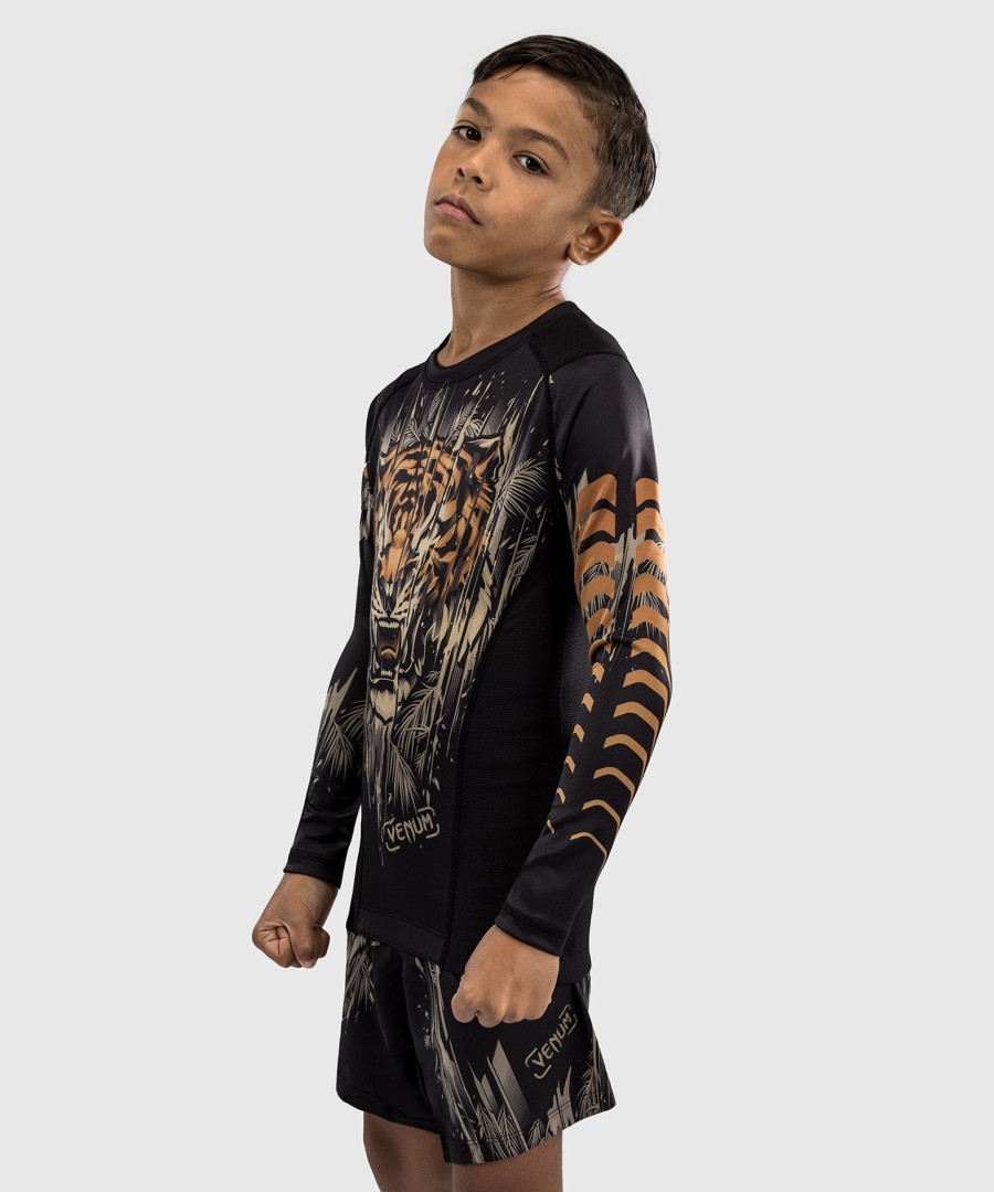 dětský rashguard s dlouhým rukávem venum tiger - černo-neonově oranžový