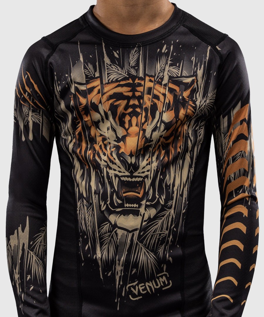 dětský rashguard s dlouhým rukávem venum tiger - černo-neonově oranžový