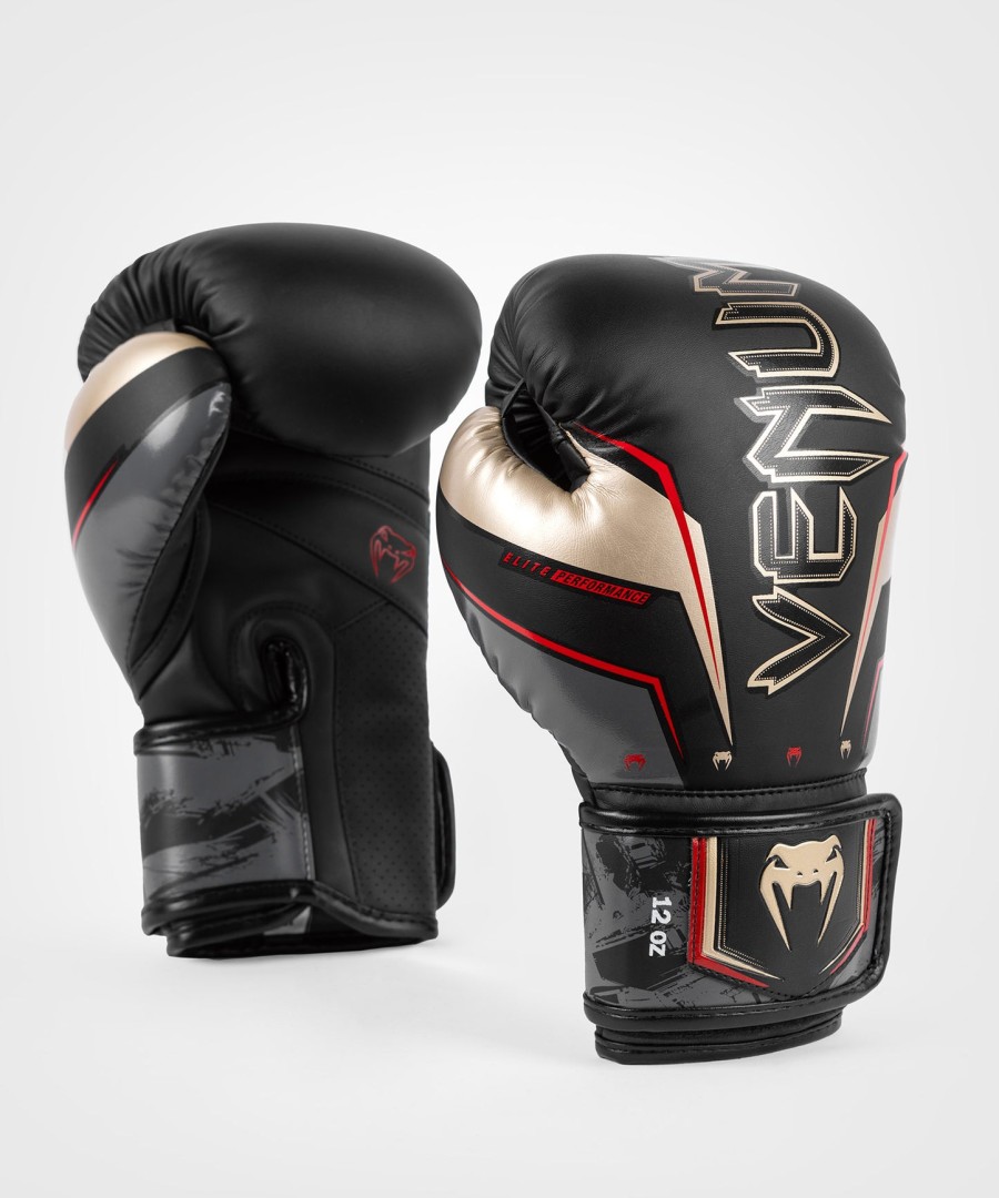 boxerské rukavice venum elite evo - černézlatéčervené