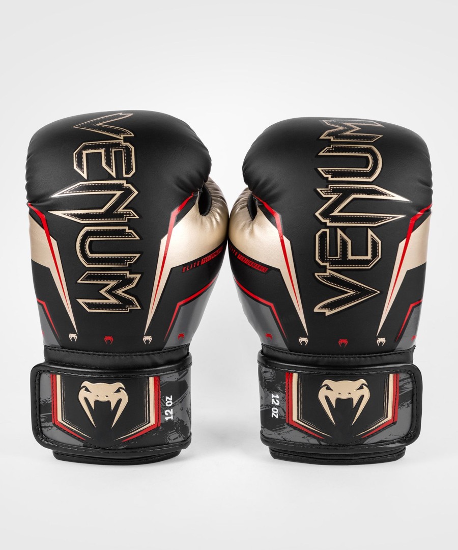 boxerské rukavice venum elite evo - černézlatéčervené